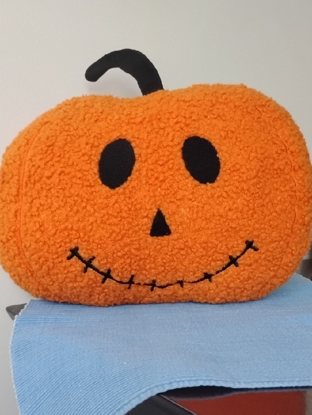 Plush Pumpkin Pillow - Orange & Black - Picture 3 of 8